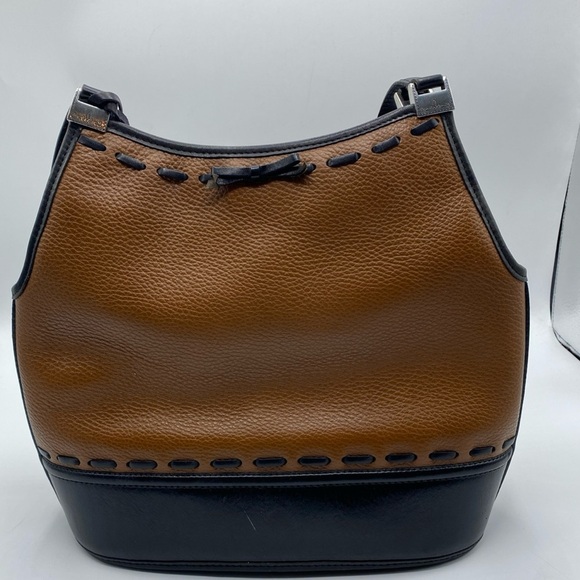 Vintage Brighton Brown and Black Leather Shoulder Purse - Picture 1 of 10